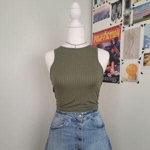 Ardene Khaki Ribbed Tank Top - Size S